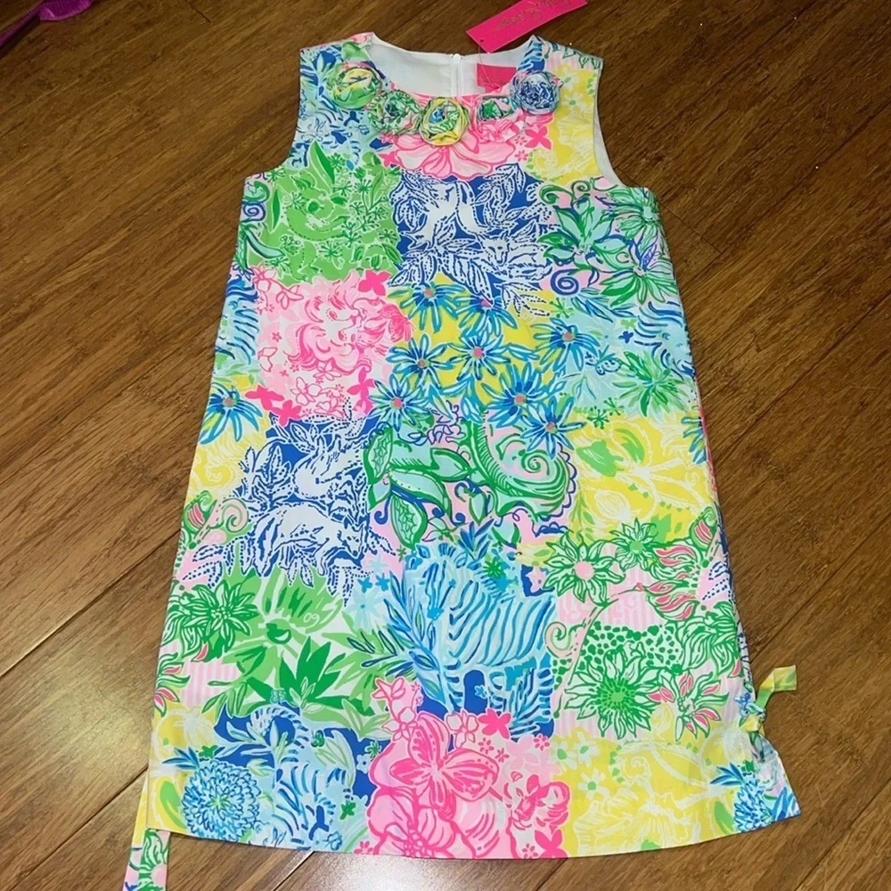 Lilly Pulitzer girls shift dress in print cheek to cheek size 10 NWT RARE!